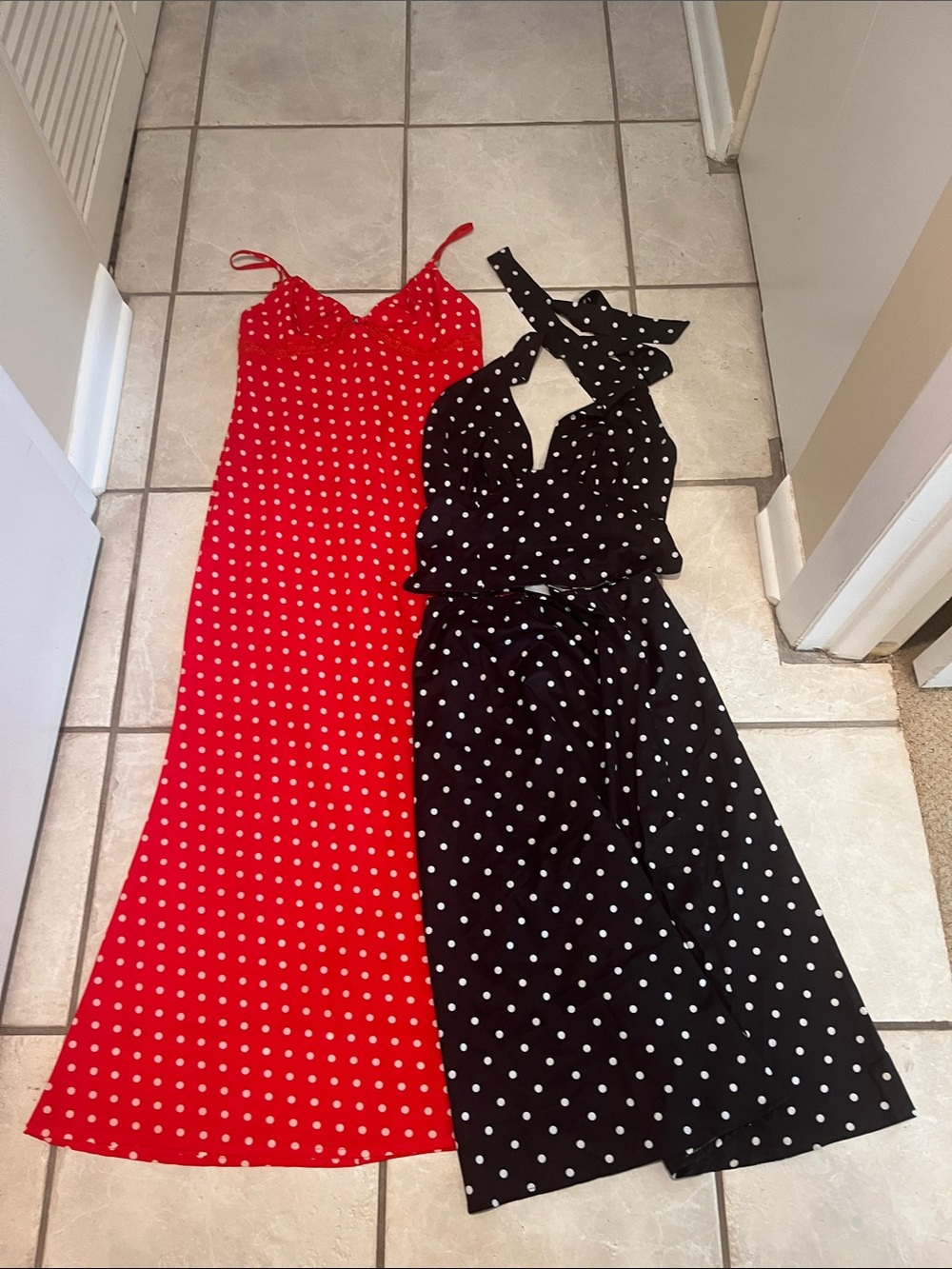 Polka dot dress and skirt set bundled